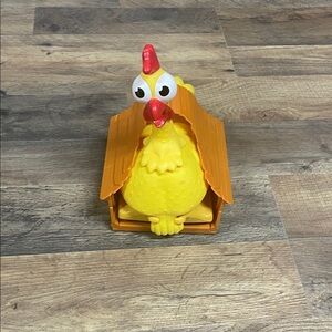 Yellow Chicken Squeaky Toy with Orange Coop